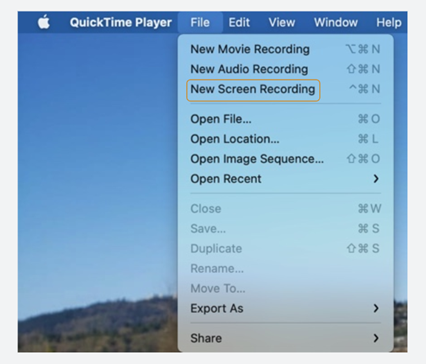 Mac Screen Recording through quicktime player