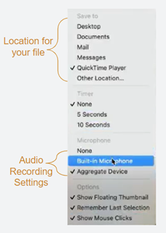 Options for the mac screenshot toolbar