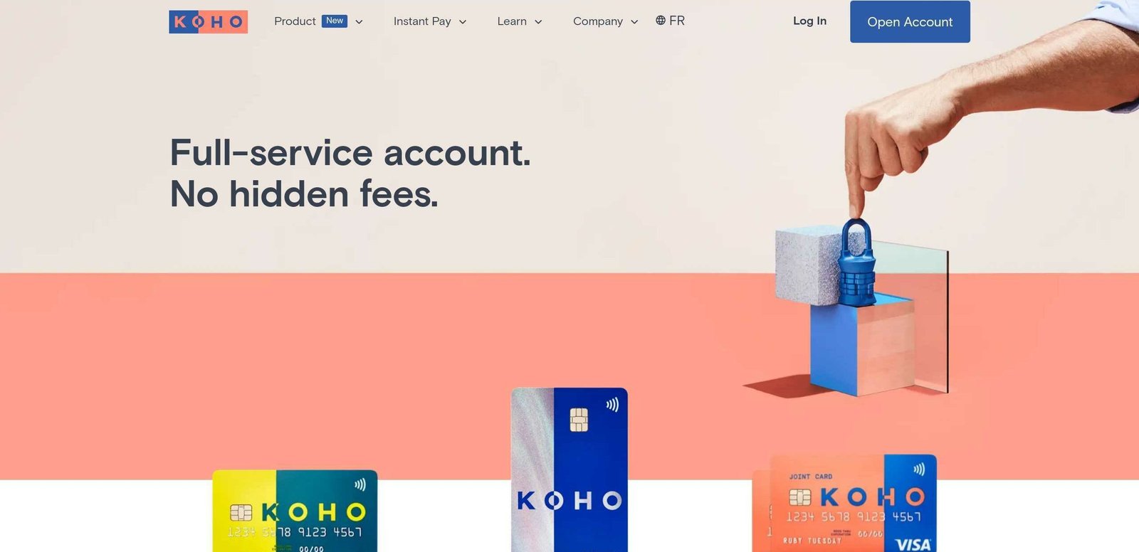 Simple "Open Account" CTA used by Koho