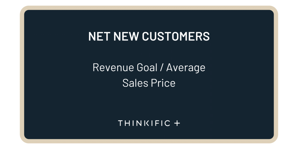 Net New Customers Formula = Revenue Goal divided by Average Sales Price