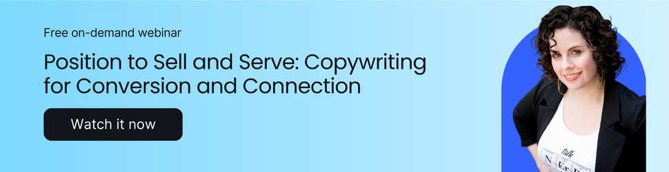Banner to watch free on demand webinar on conversion copywriting.